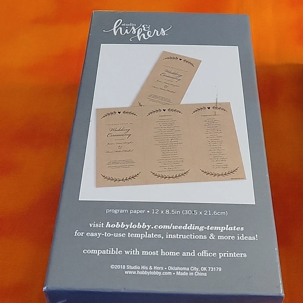 Studio His & Hers 65 Wedding Programs Brown Black Prefolded
